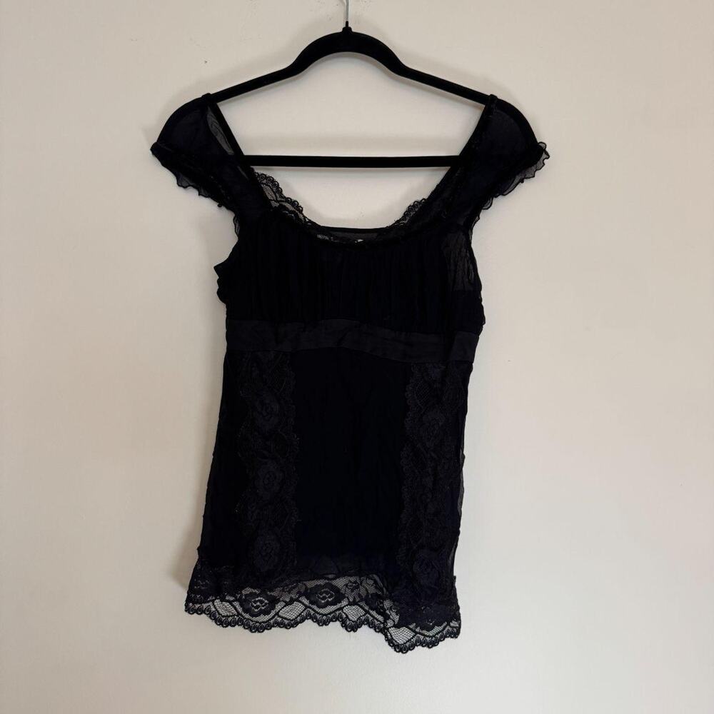 Vintage Forever 21 100% Silk Sheer Lace Top — Small
